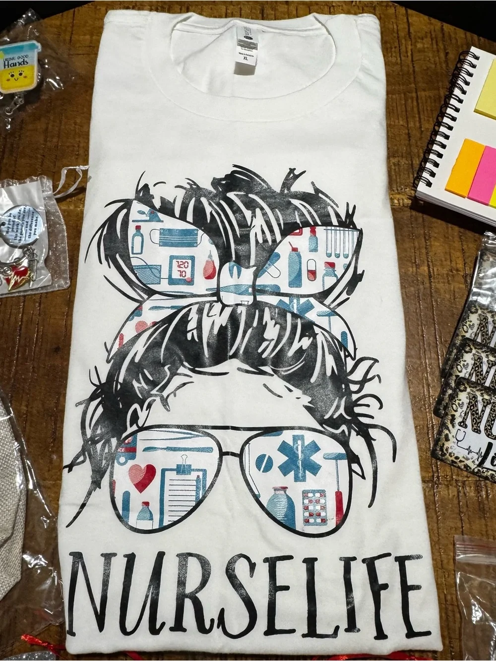Nursing Gift Lot - Next Level sz XL Apparel White Nurse Life Graphic Tee
